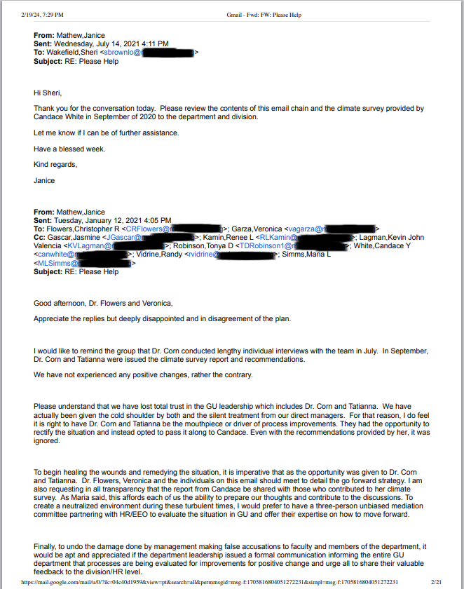 A letter of a person's email