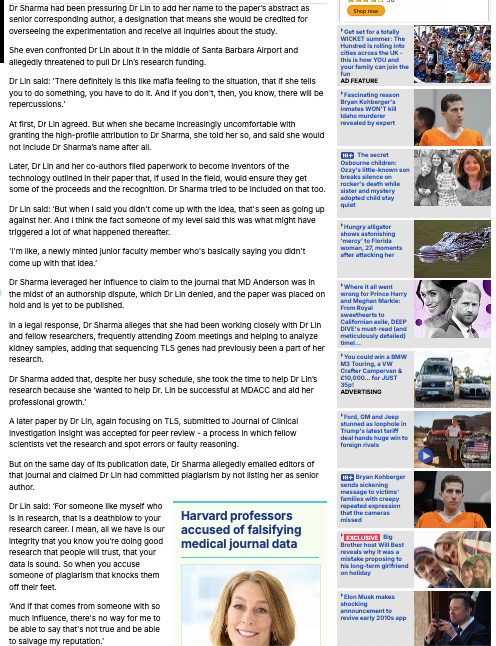 A screenshot of a news page