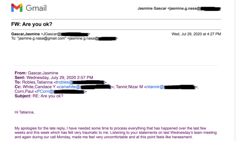 A screenshot of a email