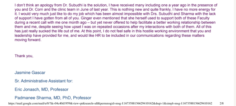 A screenshot of a email